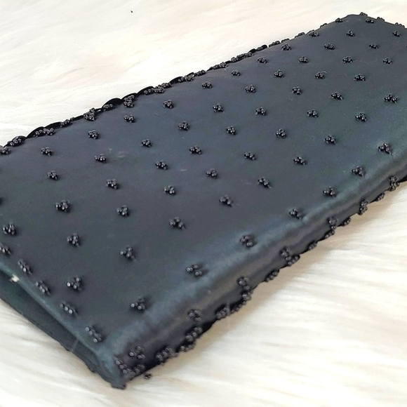 Vintage Full Sequin Beaded Black Flapper Style Clutch Wallet Gothic Hong Kong - Picture 11 of 14